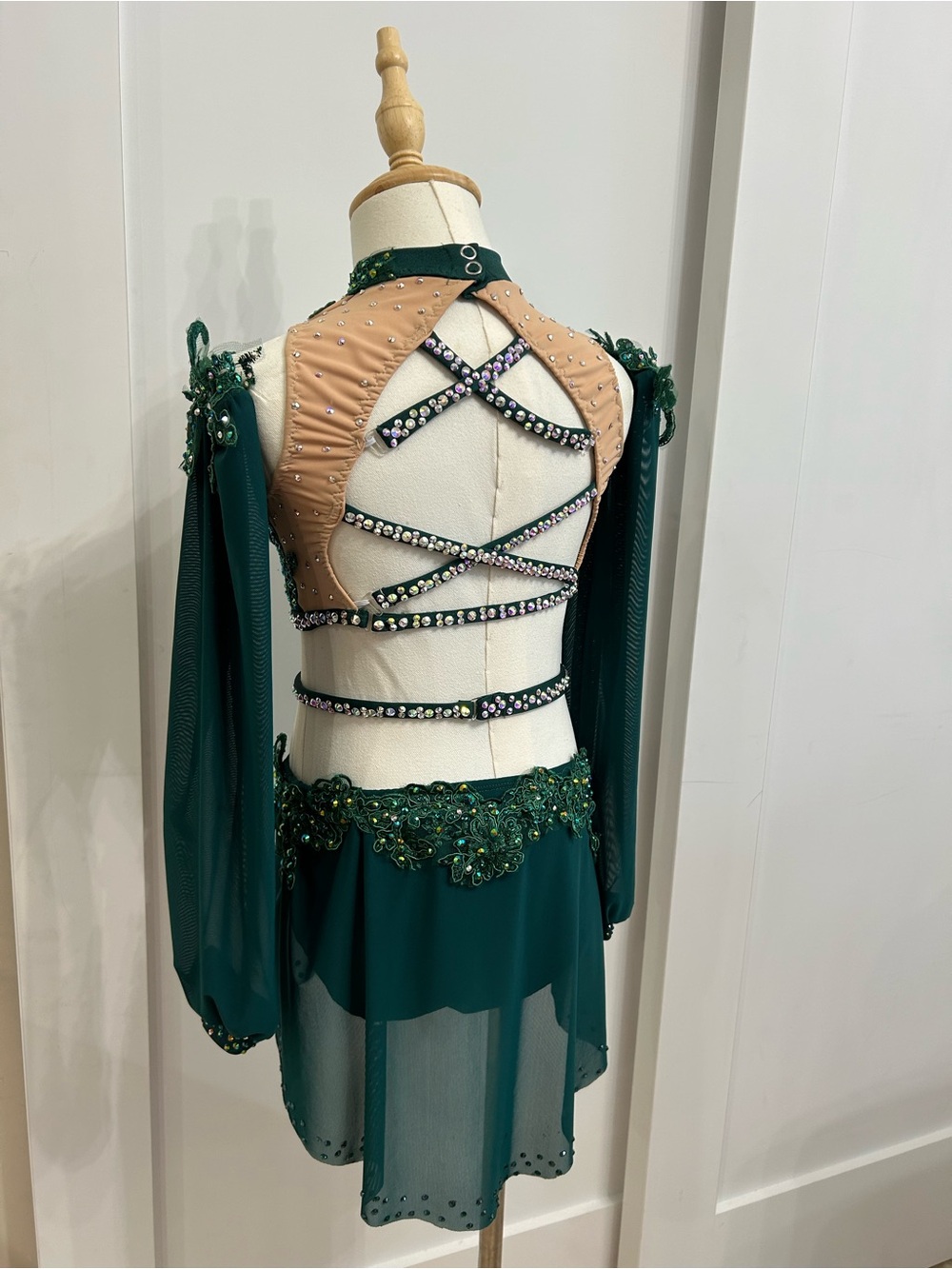 Emerald Green Dance Dress with Beaded Straps